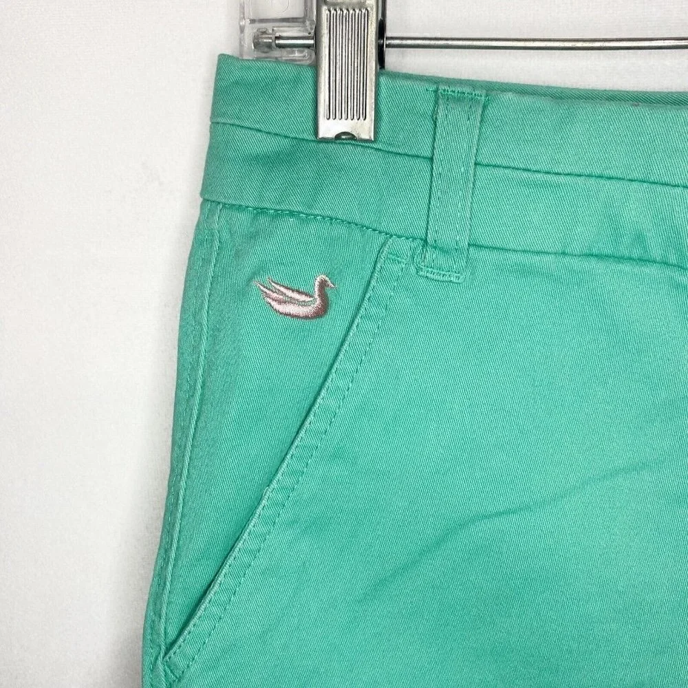 Southern Marsh Womens Sz 0 Brighton Shorts- Chino Seersucker Teal Pink Stretch